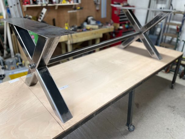 Oak and Steel Dining Table Handmade solid oak and steel dining table made in Hampshire, UK