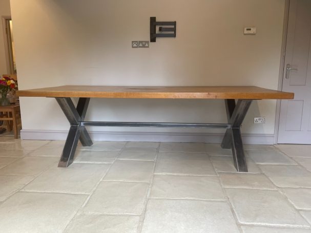 Oak and Steel Dining Table Handmade solid oak and steel dining table made in Hampshire, UK